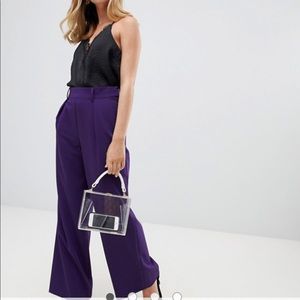 Purple wide leg slacks ASOS